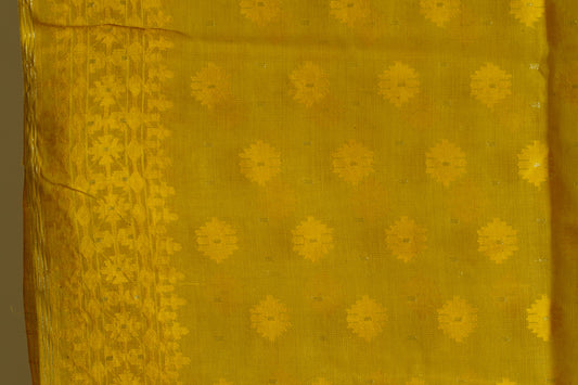 Handwoven 200 count Yellow Cotton Dhakai Jamdani Sari handcrafted in  traditional loom   Bangladesh gift anniversary, birthday, wife, mom
